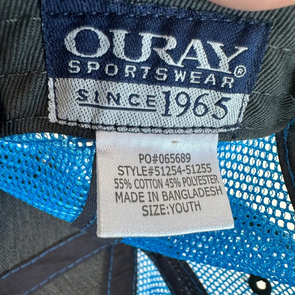 Ouray Sportswear Trucker Hat Youth 51254 Yellowstone National Park Black Blue